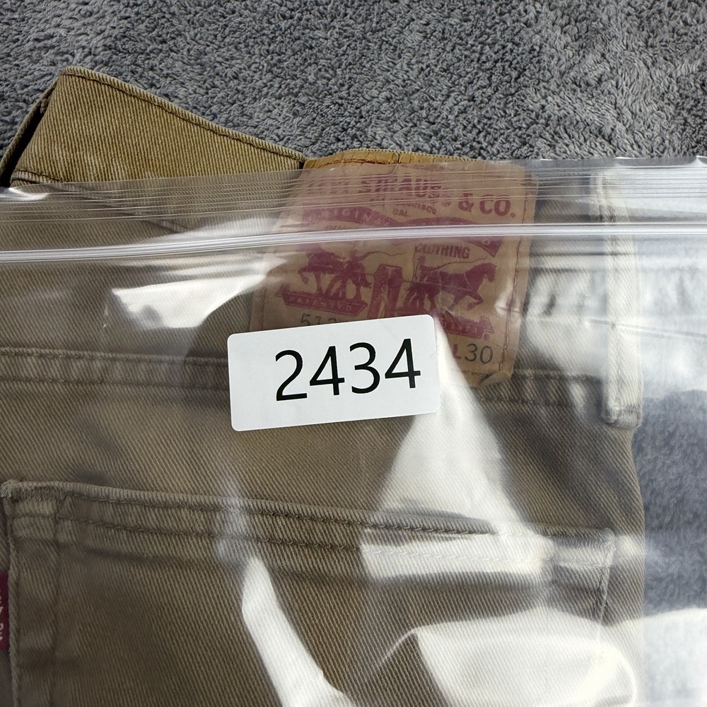 Levis 513 Slim Straight Jeans Mens 32x30 Beige Low Rise - Picture 14 of 14